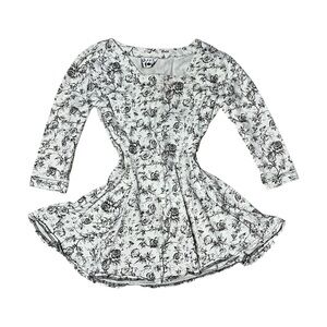 Vintage Floral Black and White Fit and Flare Top / Mini Dress